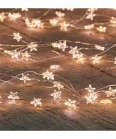 Feest zilveren kerstverlichting sterren met timer warm wit 1 meter