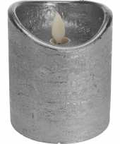 Feest zilveren led kaars flikkerende vlam 10 cm