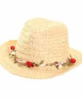 Feest zomer trilby hoed voor dames met roosjes