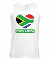 Feest zuid afrika hart vlag singlet-shirt tanktop wit heren