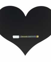 Feest zwart hart krijtbord 36 cm inclusief stift