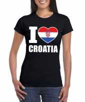 Feest zwart i love kroatie fan shirt dames