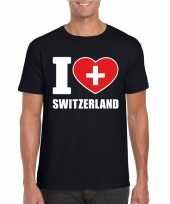 Feest zwart i love zwitserland fan shirt heren