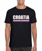 Feest zwart kroatie supporter t-shirt voor heren