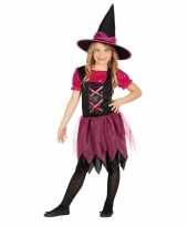 Feest zwart roze heksen kostuum voor meisjes