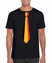 Feest zwart t-shirt met belgie vlag stropdas heren