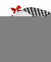 Feest zwart witte paraplu met een rode strik