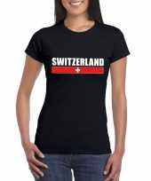 Feest zwart zwitserland supporter t-shirt voor dames