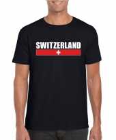 Feest zwart zwitserland supporter t-shirt voor heren