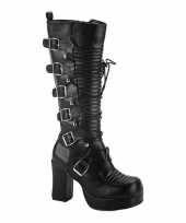 Feest zwarte gothic laarzen voor dames met rits