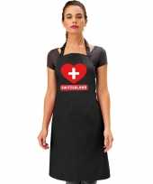 Feest zwitserland hart vlag barbecueschort keukenschort zwart