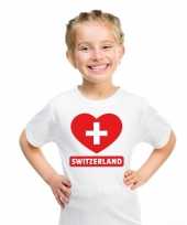 Feest zwitserland hart vlag t shirt wit jongens en meisjes