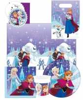 Frozen blauw paars kinderfeest tafeldecoratie pakket 6 personen