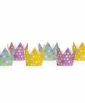 Gekleurde feest kroontjes 6 stuks