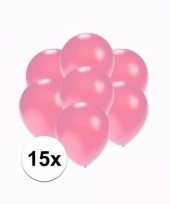 Mini metallic roze decoratie ballonnen 15 stuks