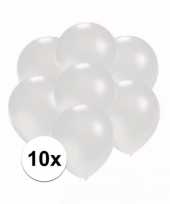 Mini metallic witte decoratie ballonnen 10 stuks